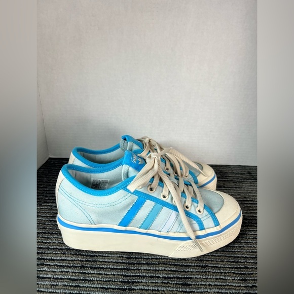 Adidas Parley Nizza light blue lace-up platform sneakers Women 6.5 - Picture 3 of 14